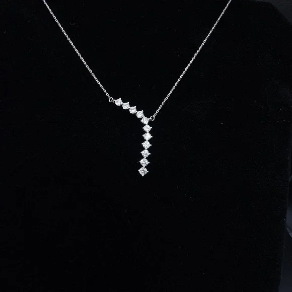 2.2 CTW Moissanite Waterfall Pendant  925 Silver GRA Certified Brilliant Jewelry - Picture 14 of 16